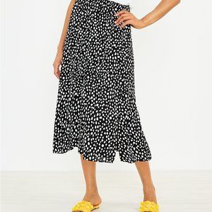 LOFT Dotted Smocked Midi Skirt - EUC - XS